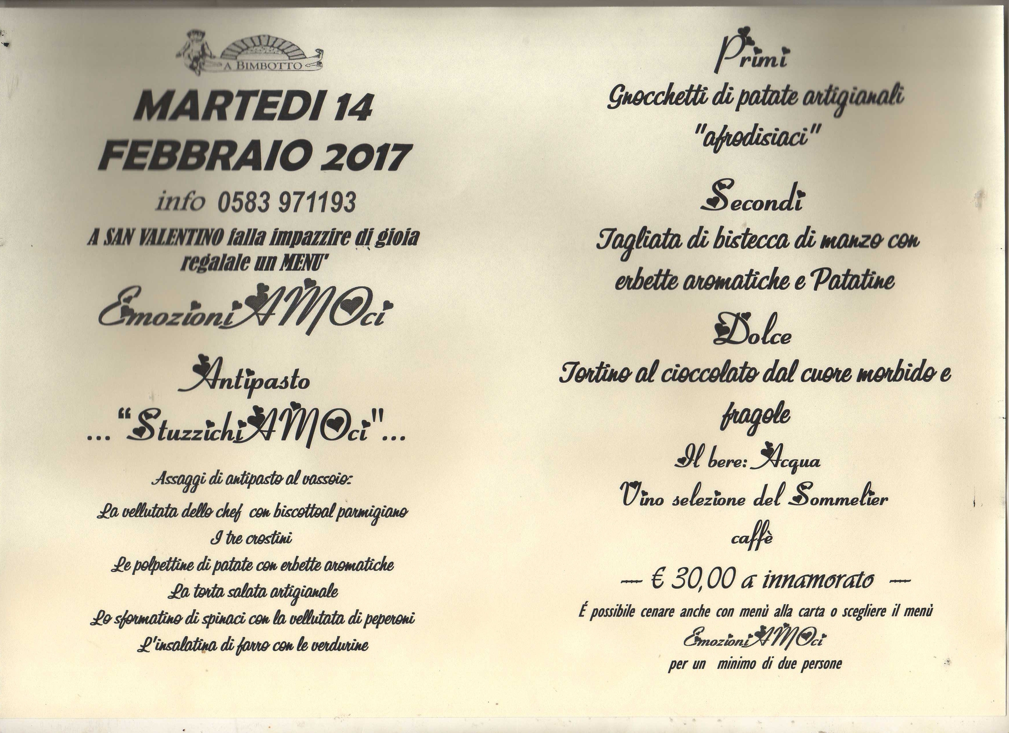 Esempi Di Menu Di Natale.Ristorante A Bimbotto Il Menu Di San Valentino 2017 Per Voi Innamorati